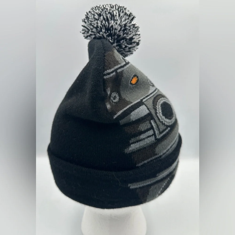 CultureFly Star Wars IG-88 Black And Gray Pompom Knit Beanie Unisex